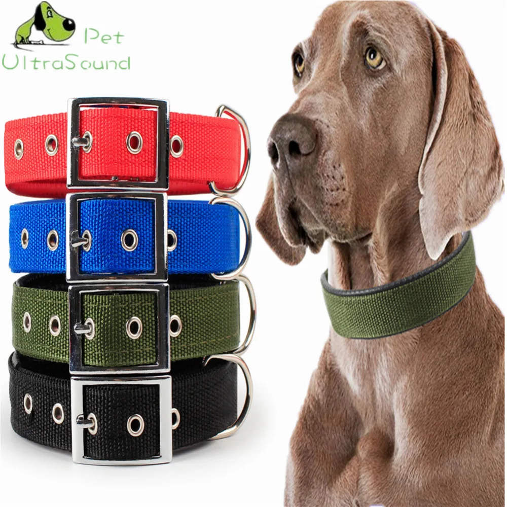 ULTRASOUND PET Strong Canvas Nylon Dog Collar Double Row Adjustable