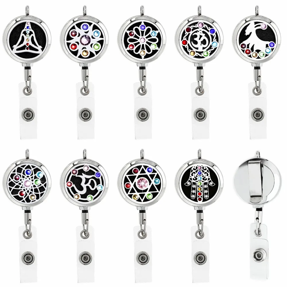 

stainless steel Retractable Badge Holder Reel Clip ID for Nurse Essential Oil Diffuser Aromatherapy Cute Name Card Holder DIY
