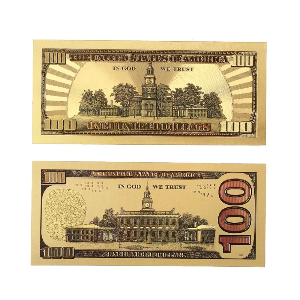 2 шт./компл. 100 долларов банкноты поддельные деньги 24 K позолоченные долларов банкноты реалистичные антикварные покрытые сувенирная коллекция подарки