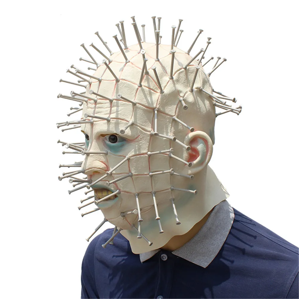 Маска для Хэллоуина, ужасы фильм Hellraiser страшные маска с булавками гримаса монстр Взрослый Косплей реалистичный Латекс маски Вечерние