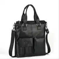 Men's handbags business document shoulder bag first layer leather messenger crossbody bag Men black genuine leather portable bag
