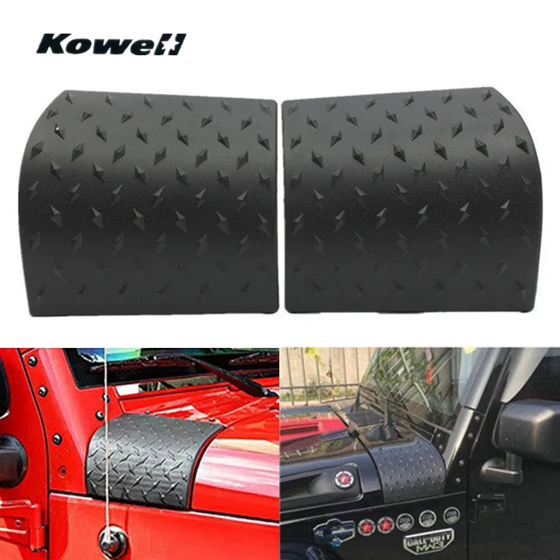 

KOWELL 2PCS Black Modification ABS Cowl Cover Protector Case Capa for Jeep Wrangler JK 2007-2016 Car Styling Exterior Parts New
