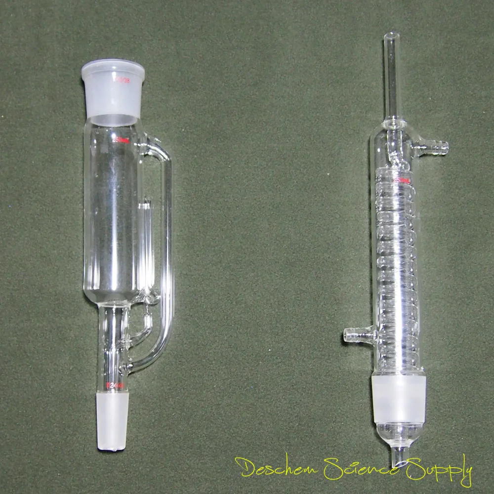 250ml,24/40,Glass Soxhlet Extractor Body,W/Coil Graham Condenser,Lab