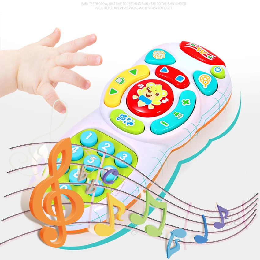 

Electric Children's Phone TV Remote Control Baby Toys Mobile/Telephone Light Music Learning Educational Toys for Kids 13 Month