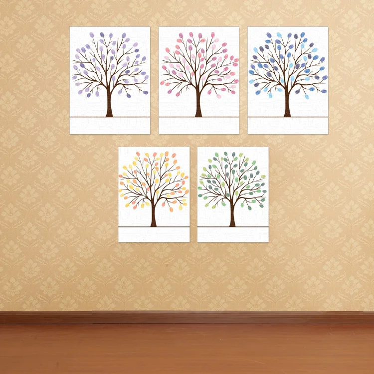 

baby shower fingerprint tree Personalized creative tree decoration painting wedding guestbook Wedding party decorations painting
