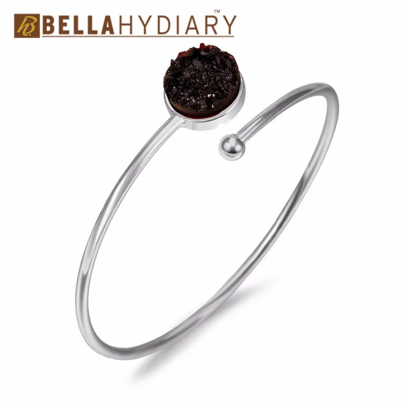Bijoux, Европейский геометрический круглый, из смолы, Druzy, винтажное ювелирное изделие, ассиметричная ручная манжета, регулируемый браслет для женщин, браслеты Bileklik - Окраска металла: 3