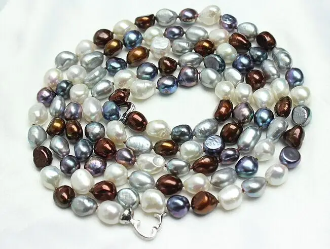 

natural 12mm south seas multicolor pearl necklace 38inch silver clasp