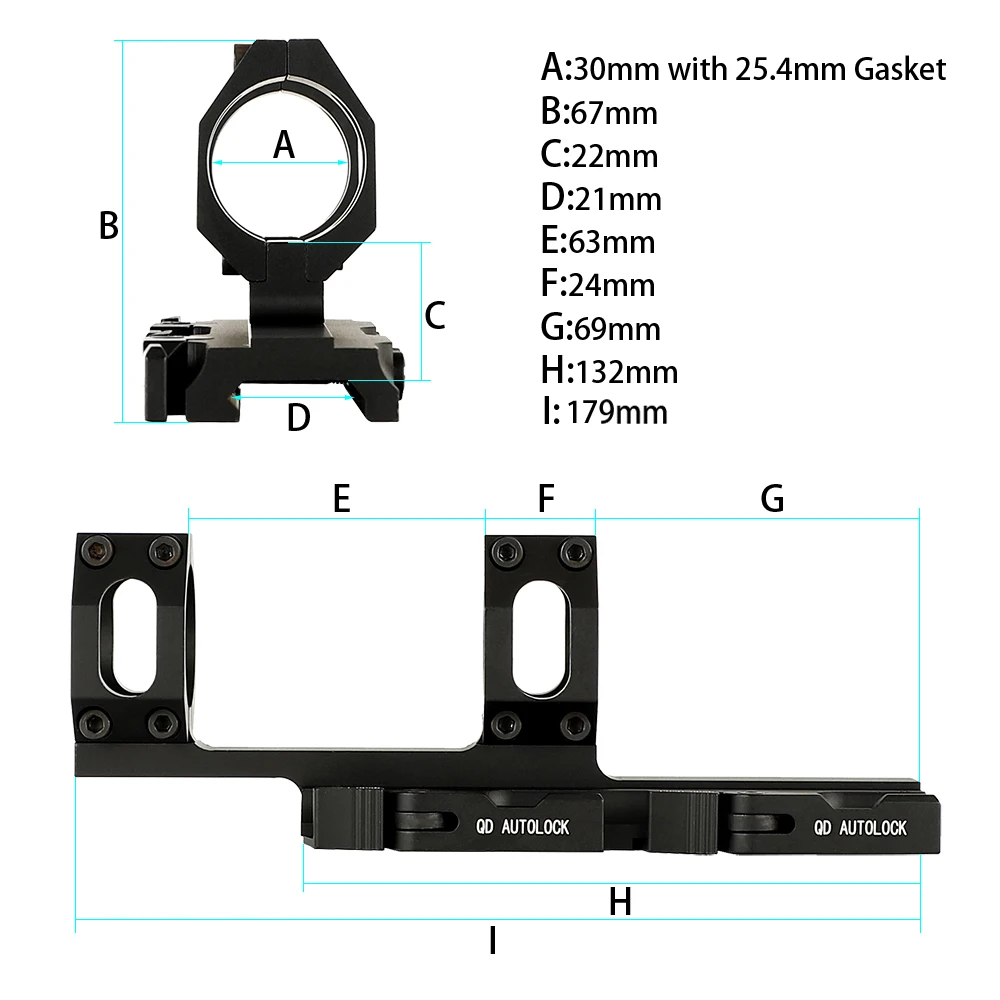 Ohhunt Тактический QD прицел крепления Rock-Solid 25,4 мм 30 мм Вивер Пикатинни кольца Расширенный консольный с автоматической системой блокировки