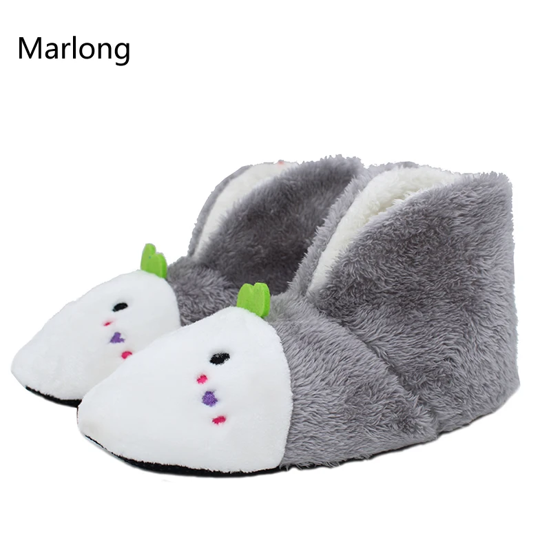 

2017 Plush Warm Home Slippers Winter Comfortable Indoor Soft Fur Slippers Animal Print Cartoon Cute Women Slippers 5 Colors