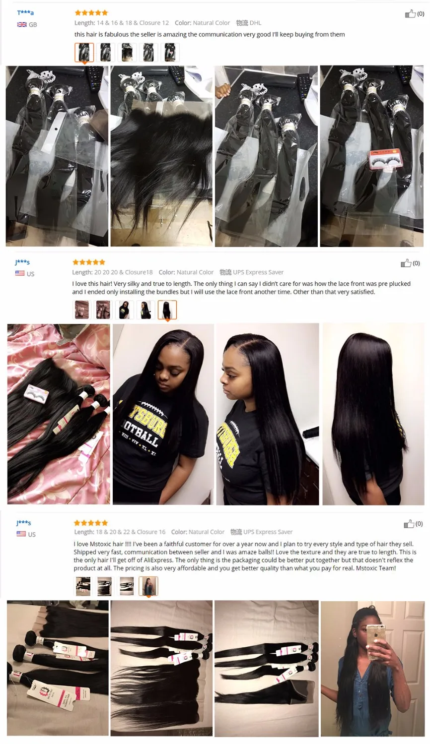 Mstoxic Peruvian Straight Hair Bundles With Frontal Non Remy Human
