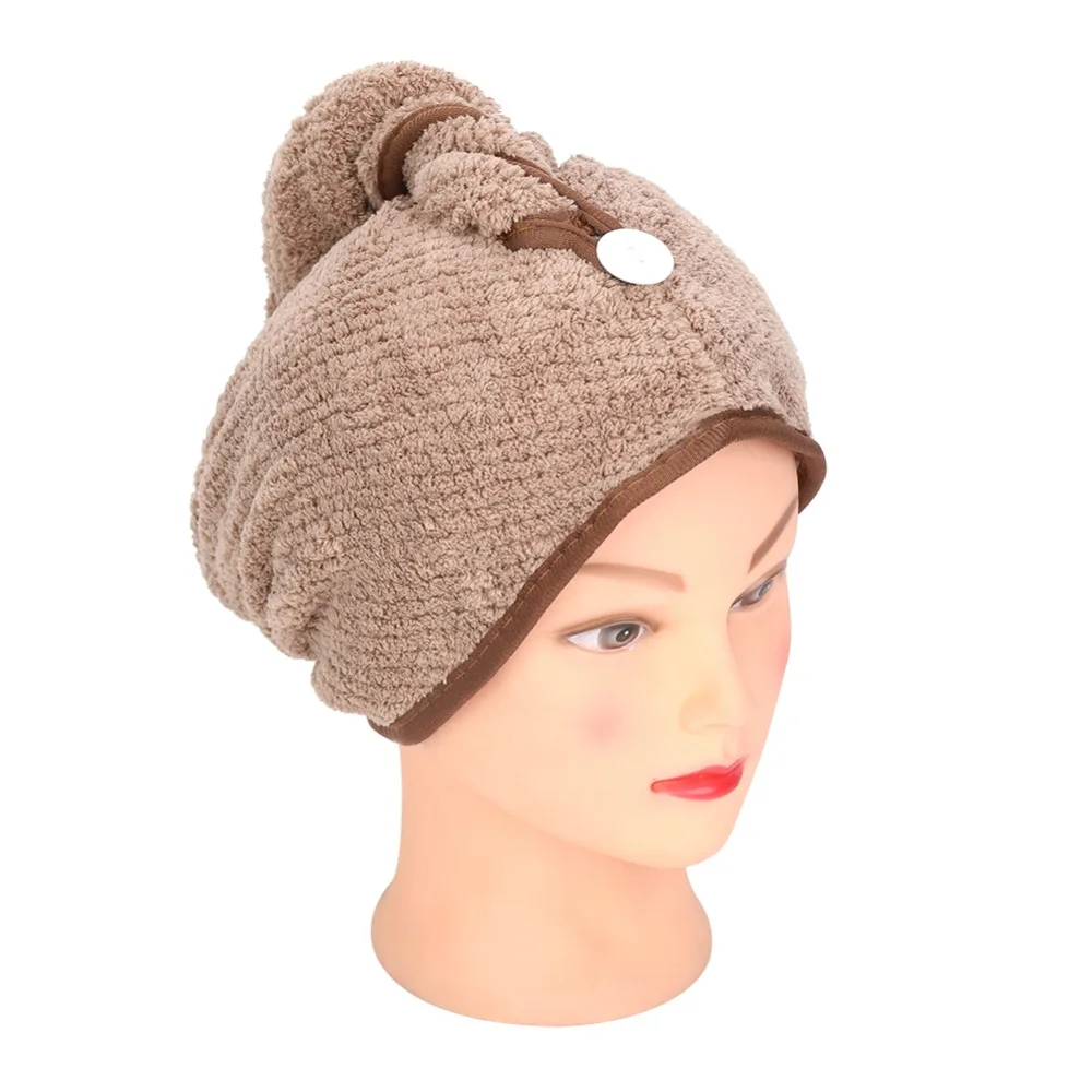 

Hair-drying Cap Hat Thickened Super Absorbency Quick Drying Hair Hat Fast Dry Adult Shower Cap Coral Velvet