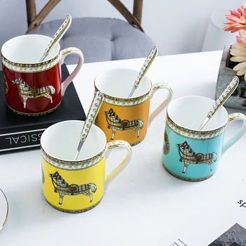 

Coffee mug Bone china with cover and spoon Coffee cup Tea mugs Milk mugs Beer cup