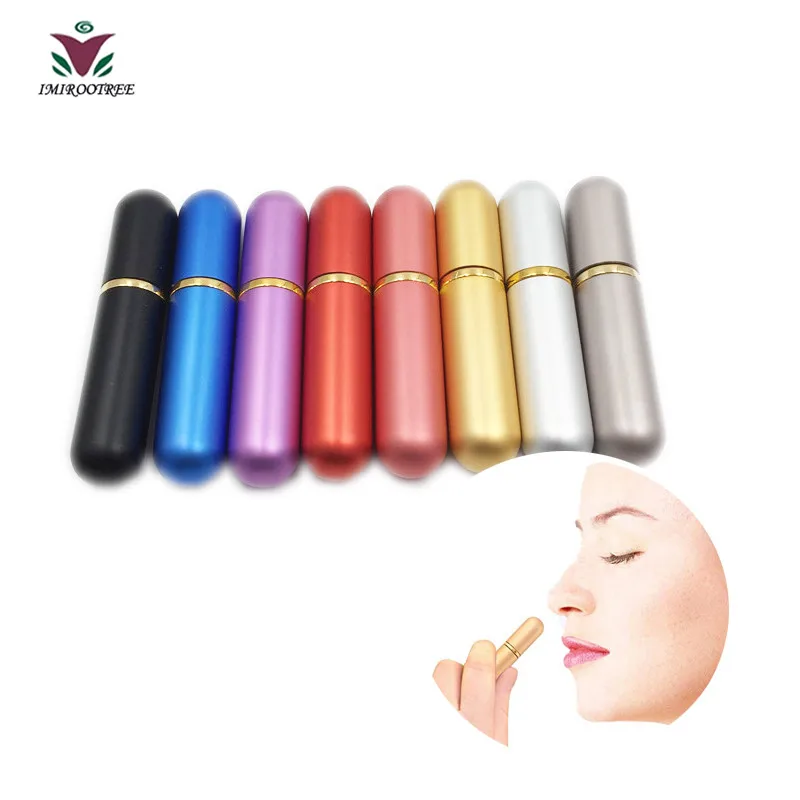 

8 sets Essential Oil Aromatherapy Blank Nasal Inhaler Metal Aluminum and Glass Container 8 Colors with 16pcs High Quality Wicks