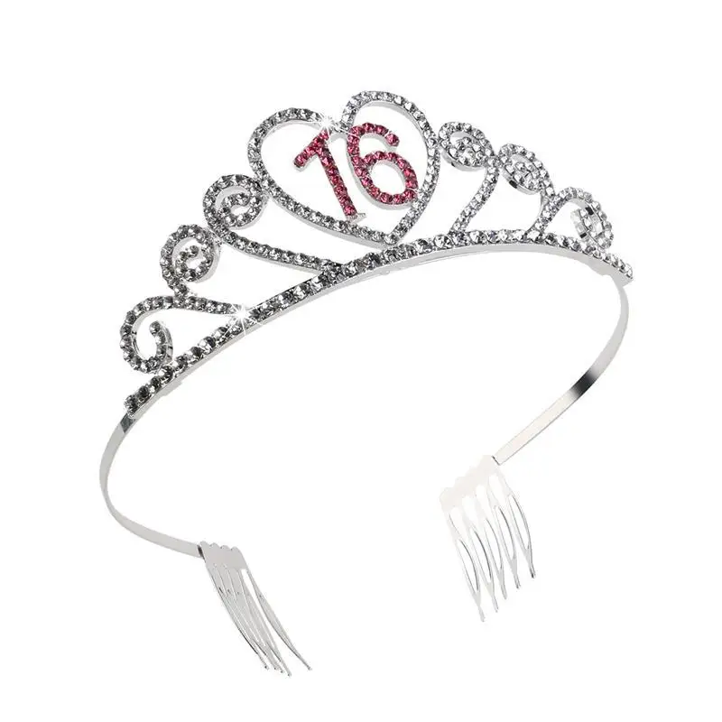 Милая диадема на 16-й день рождения Стразы Корона принцессы со стразами подарок на день рождения вечерние аксессуары Корона на день рождения цифровая шляпа повязка на голову