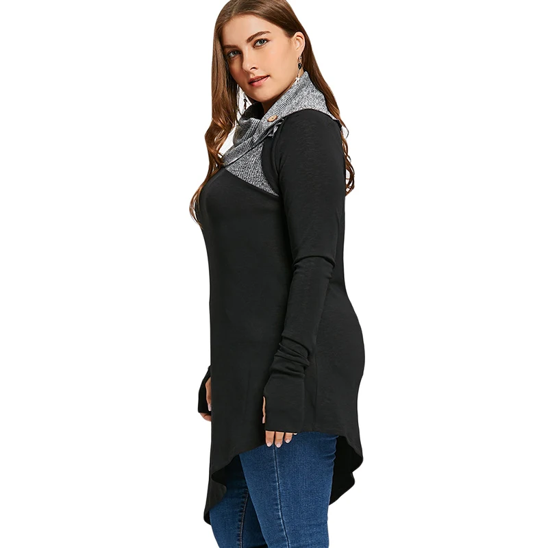 PlusMiss размера плюс для большого пальца, длинные толстовки кофты большие Размеры свободные более Размеры d Толстовка Для женщин пуловер с капюшоном осень-зима