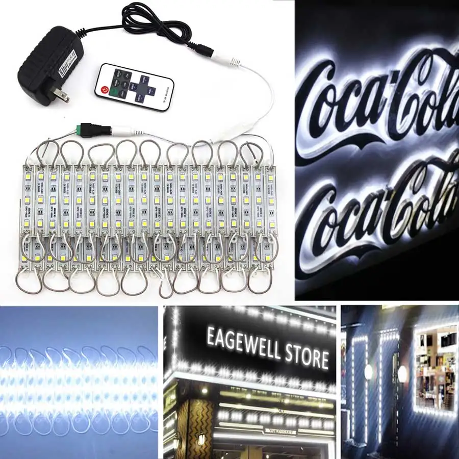 SMD 5050 LED Module Light 3 LED DC12V Waterproof Advertisement Sign Store Front Light Strip Lamp Modules Lights Kit White Color (16)