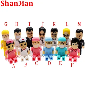 

SHANDIAN mini wholesale cartoon Doctor woman nurse dentist usb flash drive Memory stick pendrive 8GB 16GB 32GB Clinic U disk