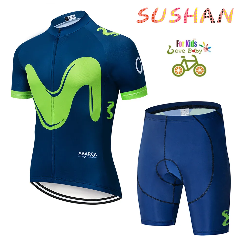 Movistar Pro Team Kids Korte mouwen Wielertrui Pak Ciclismo Fiets Pak MTB Fiets Джерси форма Fietsen Kleding