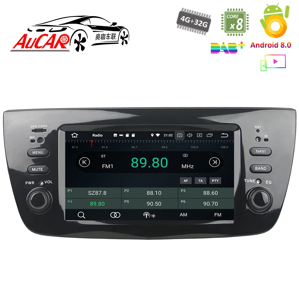 Sale Android 8.0 Car DVD Player for Fiat Doblo 2010 - 2014 Car GPS Multimedia System HD Bluetooth Radio WIFI FM AM RDS 4G AUX 1 Din 2