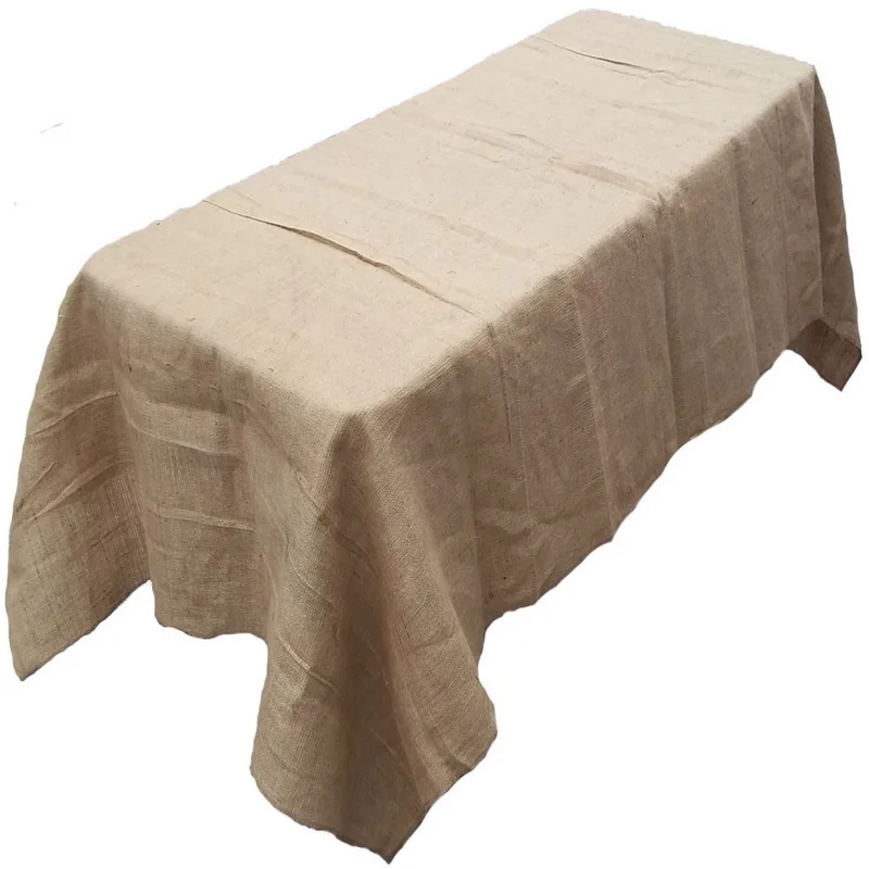 

SMOPOR Christmas Dining TableCloth Natural burlap Linen for Wedding Event Hotel Banquet Home Party Decor Hessian Table Cover