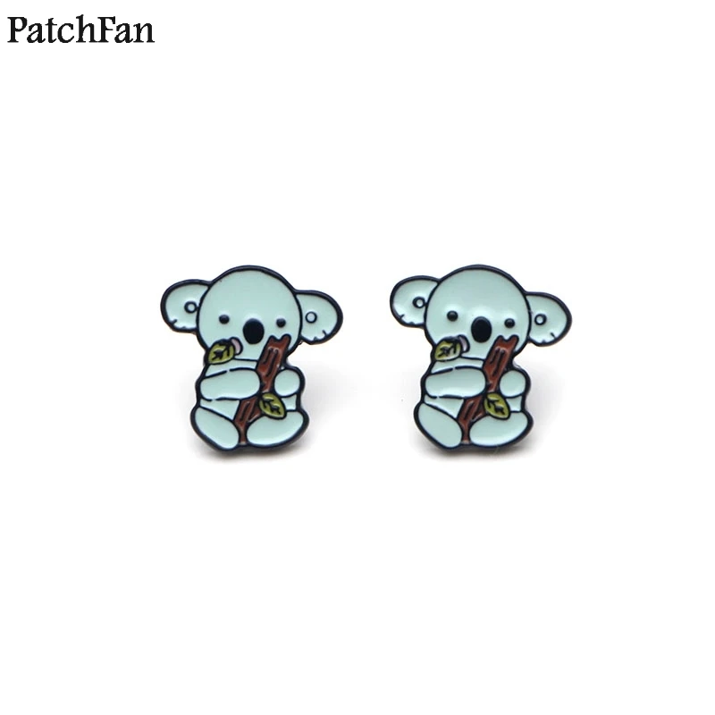 12 пар/лот Patchfan серьги для невесты эмаль животное коала мультфильм Шарм милые творческие украшения для женщин ювелирные изделия подарок A0954