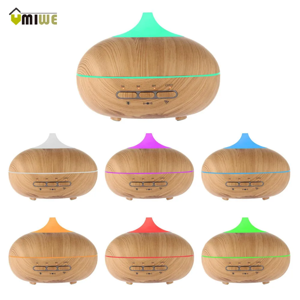 

Umiwe 300ml Mini Wooden Humidifier Essential Oil Diffuser Humidifier with 7 Colors changing Lights for Bedroom Office