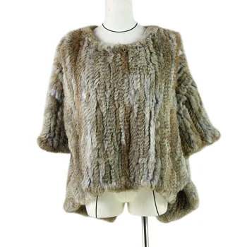 Harppihop autumn and winter female fur cape O-neck knitted rabbit fur shawl fur cloak outerwear rabbit fur poncho Harppihop autumn and winter female fur cape O-neck knitted rabbit fur shawl fur cloak outerwear rabbit fur poncho