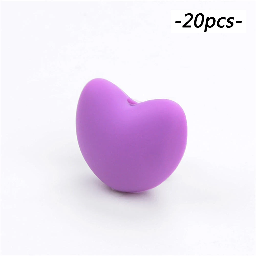 LOFCA силиконовый Прорезыватель в форме сердца, детский силиконовый прорезыватель, 20 шт., жевательная пустышка, клипса, сделай сам, ювелирное изделие - Цвет: medium purple