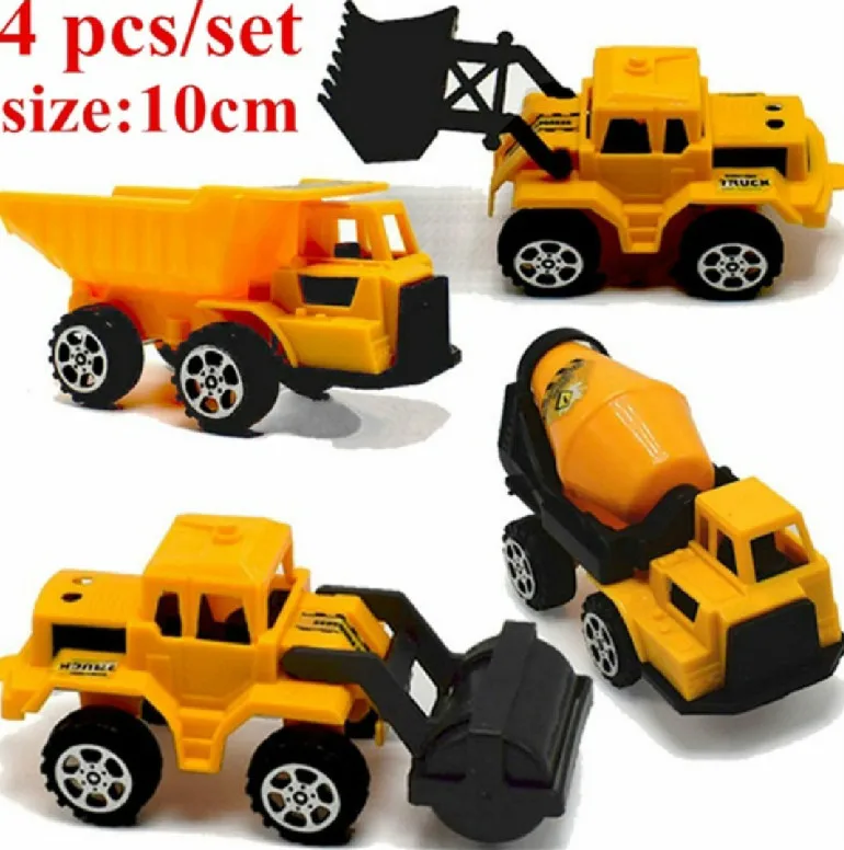 

4 Pcs/set Mini Alloy Construction Vehicle Engineering Car Dump-car Truck Model Classic Toy Mini Gift for Kids Random style.
