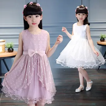 

2017 Summer Girls Dress For Birthday Party and Wedding Kids Girl Princess Dressing Elegant Child Children Clothes Bow lie Dress