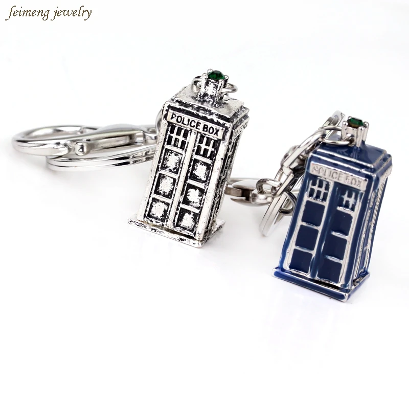 

Dr Mysterious Ancient Doctor who tardis metal 3D Police Box Cupreous pendant cosplay keychain keyring