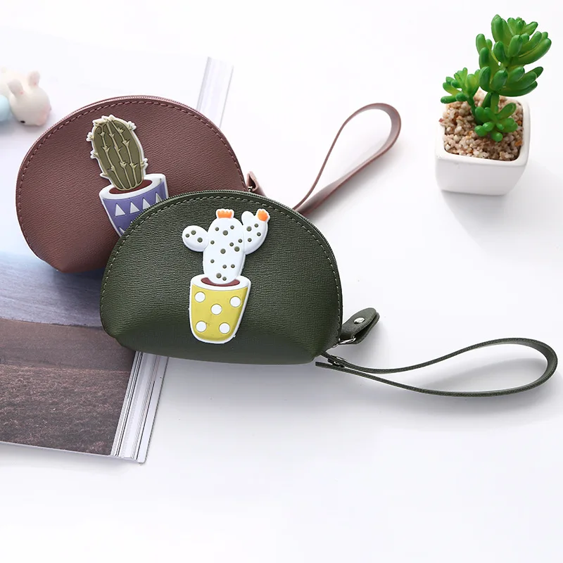 PACGOTH Women Cute Mini Cactus Coin Purses With Zipper Wallet Key Chain Fashion Purses For Ladies Gifts Size12.5*8.5*4.5cm