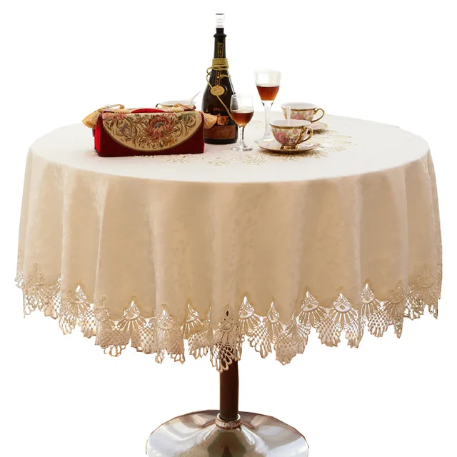Europe Table Cloth Beige Lace Floral Embroidered tablecloth Square