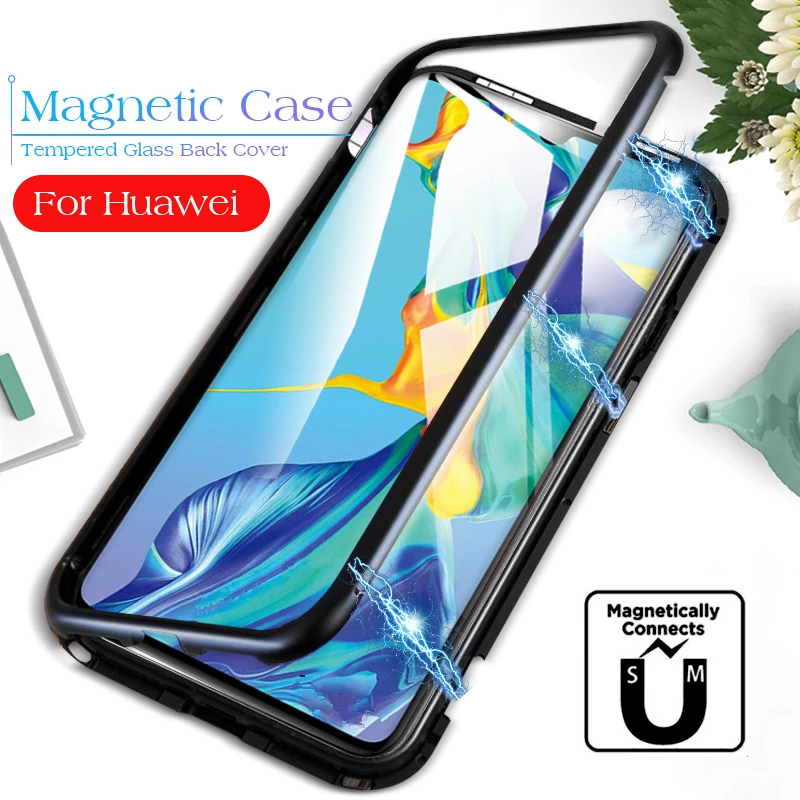 

Magnetic Adsorption Metal Case Cover for Huawei P30 Mote 20 Lite Pro Y6 Pro Y9 Magnet Magnetic phone Cases For Honor V10 V20 8X