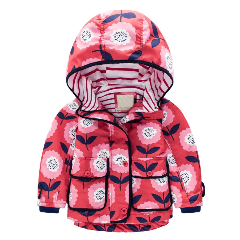 VIKITA; Брендовые куртки для маленьких девочек; куртки с капюшоном для девочек; Детские ветровки с цветочным рисунком; верхняя одежда; осенняя одежда для детей