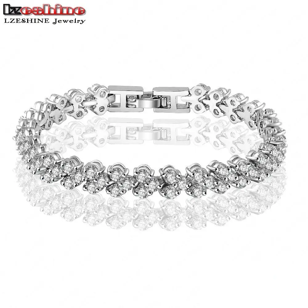 LZESHINE новые колье bracciali Donna Свадебный кулон браслет серебристый циркониевый Для