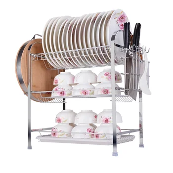 

A1 Three layers Bowls rack drain rack kitchen shelf dish chopsticks storage rack kitchen supplies cutlery rack wx9031424