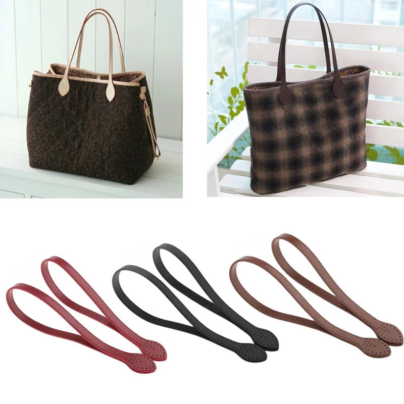 

2 PCS 61cm Leather Handles Durable Shoulder Bag red/black/light coffee Leaf Handle Straps DIY Handmade Replacement Handbag Strap