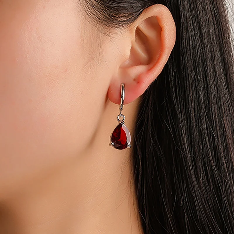 

2019 New Summer Style Royal Blue Austria Crystal Silver Clip Dangle Earrings For Woman Charm aretes Pierced on ear jewelry
