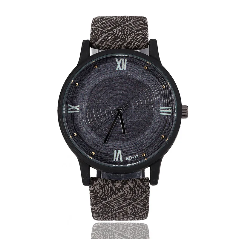 Новые деревянные женские часы Ретро Повседневная Марка feifan винтажные кожаные кварцевые часы женские модные простые деревянные часы черного цвета