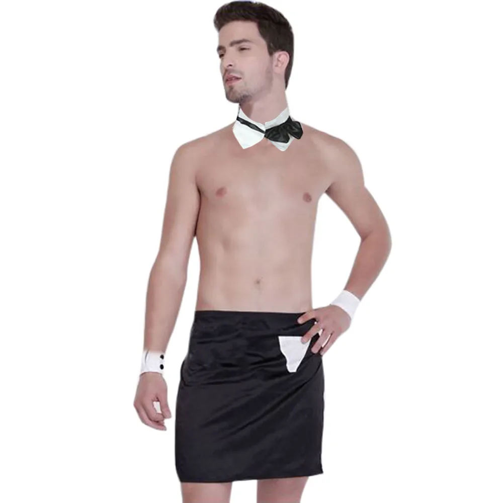 

Exotic set men Novelty Sexy Men Waiter Costume Cosplay sexy Lingerie Apron d90412