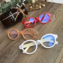Анти-Blu-ray детские очки ретро круглые очки плоское зеркало в раме детские очки наружная защита УФ очки для девочек