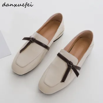 

Women's genuine leather slip-on flats loafers leisure soft comfort espadrilles high quality bowtie casual slipons shoes mules