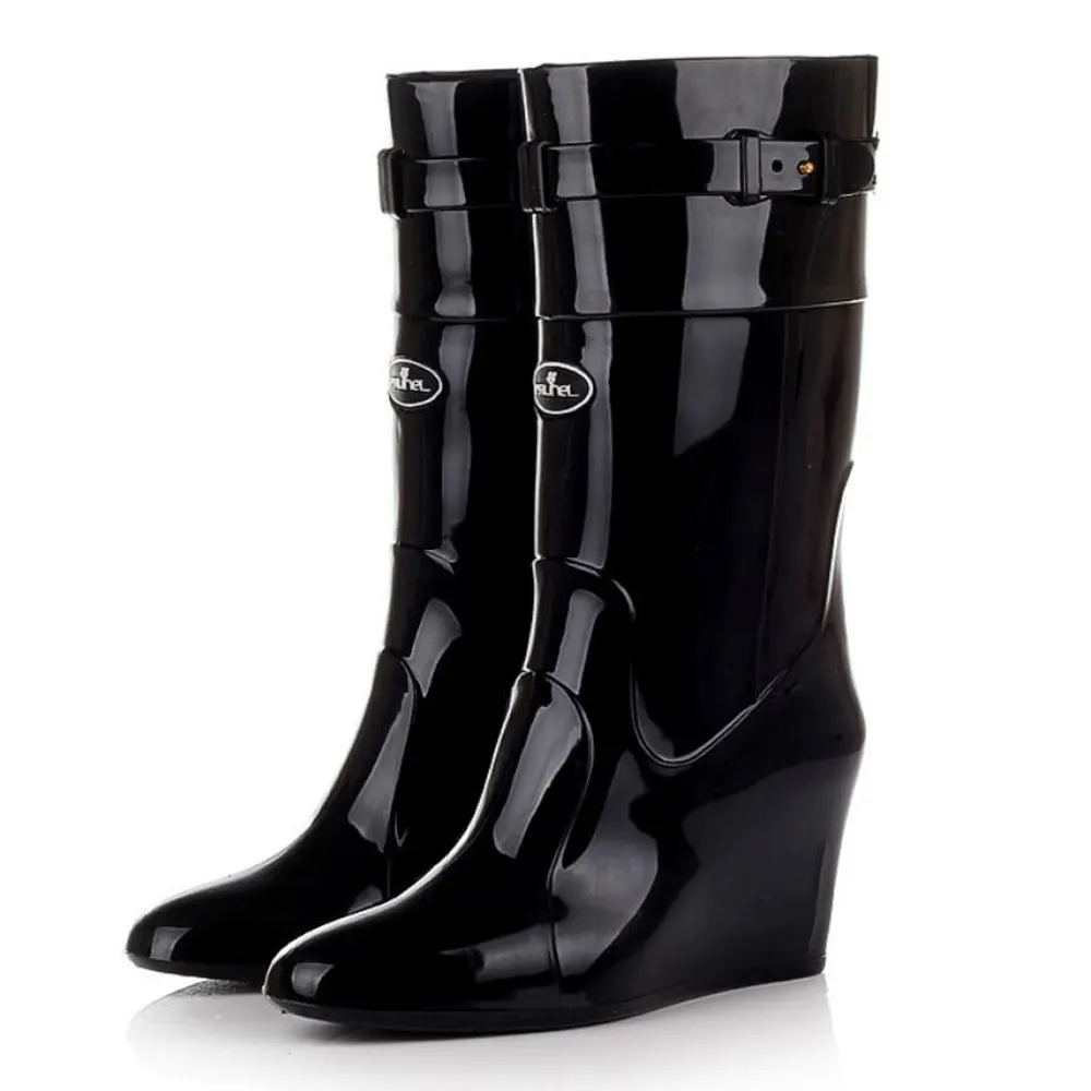 rain boots with wedge