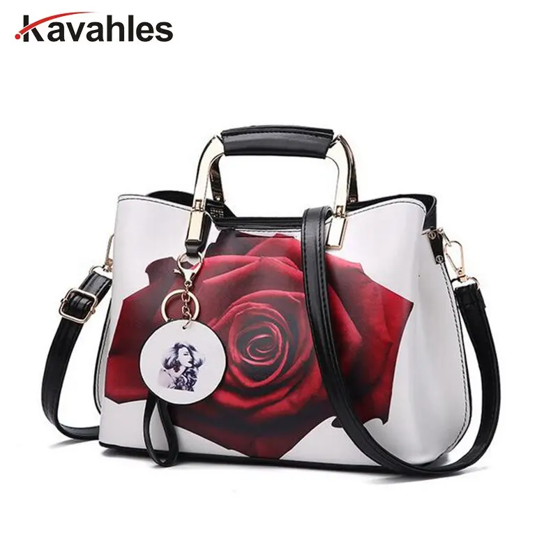 

Women Handbag Fashion Style Female Painted Shoulder Bags Flower Pattern Messenger Bags Leather Casual Tote Evening Bag PP-840