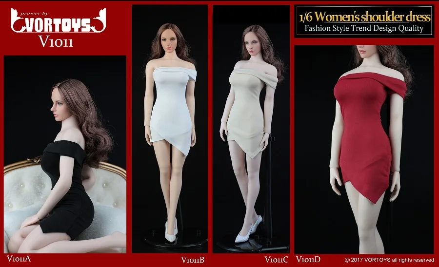 VORTOYS V1011 1/6 пикантные Для женщин с открытыми плечами С эластичной резинкой