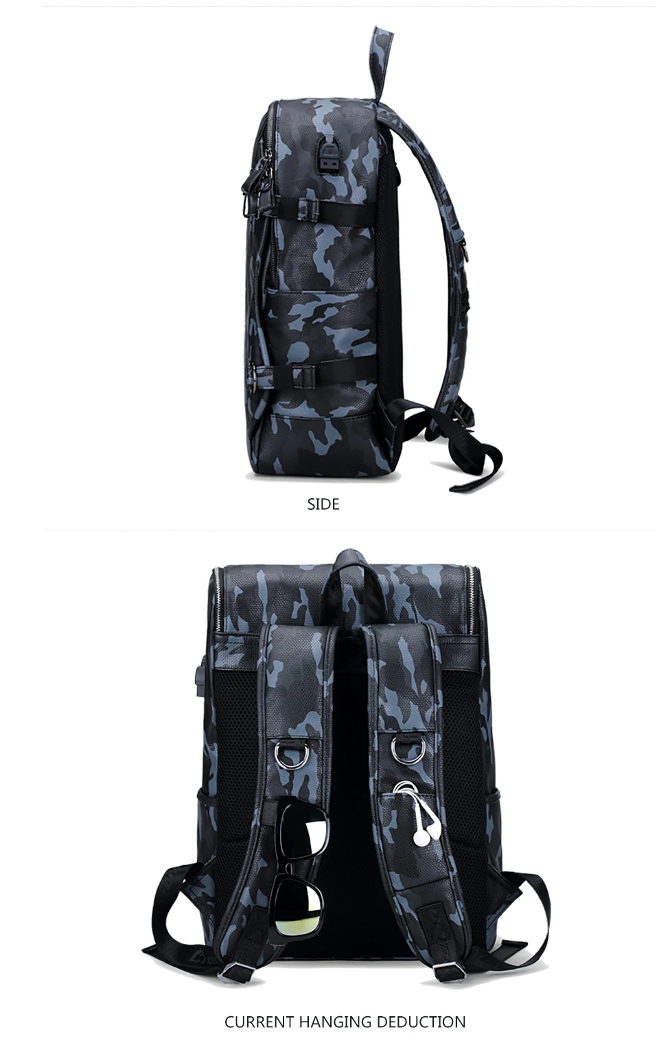 LIELANG мужской кожаный рюкзак водонепроницаемый большой 15 дюймов Сумка для ноутбука USB зарядка Камуфляжный рюкзак сумка Mochila рюкзак