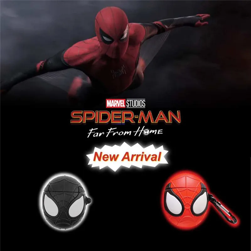 

Stereo Spider-Man For airpods case Super Wireless Bluetooth Anti-Slip Set For Airpods 1/2 Silicone Soft Charging Protection Bag