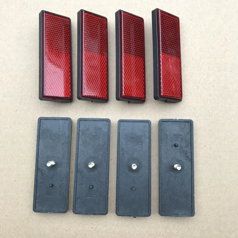 8XRectangle Red Reflectors Side Rear/Tail/Signal Reflective Effect Parts 87*32*10mm RV Campervan Motorhome Bus Trucks Screwed