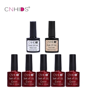 

CNDHIDS 5PC Nail Gel Polish Top Coat+ Base Coat LED Shining Colorful 132 Colors10ML Long lasting soak off Varnish cheap Manicure